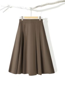 กระโปรงทรงเอเอวสูงสำหรับผู้หญิง La Chapelle ฤดูใบไม้ผลิและฤดูใบไม้ร่วง สไตล์ใหม่ เอฟเฟกต์กระชับสัดส่วน กระโปรงทรงร่ม