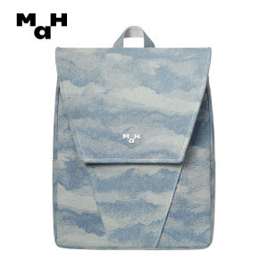 MaH | Jeans Jacquard Backpack Wave Pattern Large Capacity
