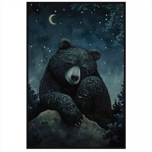 Tranh con gấu phong thủy cầu bình an và sức khỏe.Tranh treo tường dán tường trang trí nội thất.CGI-1117