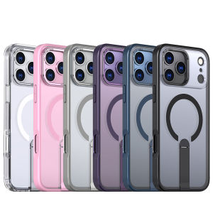 [Compatible with MagSafe] Hidden Metal StandSlim Hard PC Back Military Grade Protection Shockproof Phone Case for iPhone 17 Pro MaxAir16 Pro Max16E15 Plus14 Pro1312