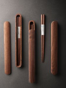 Portable Chinese Style Wooden Chopsticks Set with Storage Box Walnut Wood Eco Friendly Hygienic Travel Suitable Dining Utensils