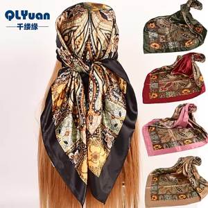 Khăn Lụa Đa Năng Nữ Họa Tiết Cổ Điển Vintage 90cm Hình Vuông Phụ Kiện Thời Trang Cho Mọi Mùa