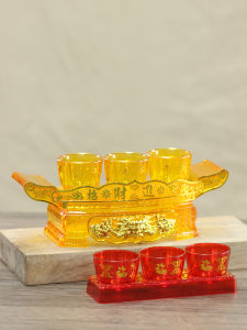 Buddhist Altar Tea Cup Pot Display Set Ancestor Worship Sacrificial Offering Home Decorations Chinese Style Plastic Handmade
