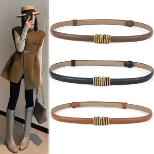 Decorative Coat Waist Seal Genuine Leather Womens Thin Belt with Skirt Suit Outwear Waist Chain Fashion All-Match Ins Style Belt