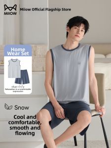 MiiOW | Cool Silk Thin Modal Summer Mens Sleepwear Sleeveless Home Set
