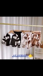 SSL55 - 1-5 Thn Setelan Baju Anak Cowok Laki 3in1 Set Kaos Jaket Bomber + Celana Panjang