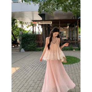 French Style New Summer Lace Strappy Halter Dress