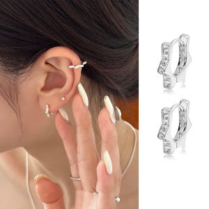 Statement Gold Color Plated Bold Star Hoops Tarnish Resistant for Women Huggies Earring Piercing Accessory Jewelry Gift