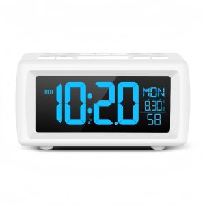 FM Radio Digital Alarm Clock Date Week with 7 Color Changing Display Snooze Table Clock 5 Levels Brightness 12/24H DST LED Clock