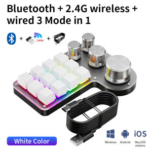 12 Key 4 Knob Mini Macro Custom Keyboard Bluetooth/3 Modes Programming Mechanical Keyboard Gaming Drawing Switch Hot-swap Keypad