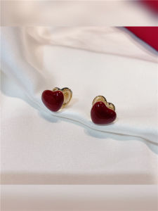 ต่างหูรูปหัวใจสีแดงส้มแบบติดหูรูปหัวใจสีแดงวินูส์ ต่างหูรูปหัวใจสไตล์ใหม่ปี 2021 เครื่องประดับแฟชั่นสำหรับผู้หญิง