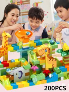 Công Viên Chủ Đề Khủng Long Khối Xây Dựng Hạt Lớn Hạt Lăn Đa Năng Đường Đua Trượt Đồ Chơi Giáo Cho Trẻ Em