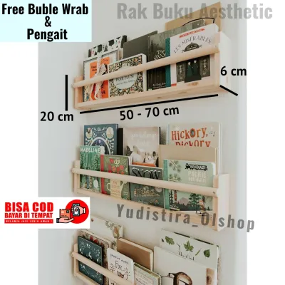 Rak Tempat Buku Kayu Gantung Rak Majalah Rak Novel Rak Komix Rak Foto Tempat Quran Iqra juzama Rak Serbaguna Dekorasi Dinding Aesthetic Minimalis