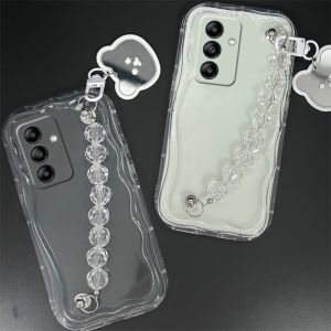 Phone Case Samsung Galaxy S24FE S24 S23 S22 S21 FE Ultra + Plus 5G Transparent Mirror Bear Crystal Bracelet Casing All-inclusive Shockproof Silicone Soft Cover 2024