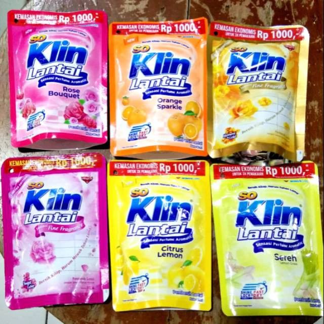 So Klin lantai kemasan 1000 atau 60 ml-Soklin Pembersih Lantai 1000an-[BISA COD] DS SOKLIN LANTAI 52 ML SEMUA VARIAN KEMASAN 1 SACHET-SOKLIN LANTAI 60ml POUCH SEREH LEMON GRASS GOLD HIJAU CITRUS LEMON FRUITY APPLE FLORAL LAVENDER UNGU ROSE BOUQUET RED