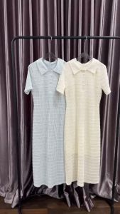 SV 6546 - Bodycone Collar Dress | Silvervogue | Gaun Rajut Maxi Pakaian Kasual Wanita