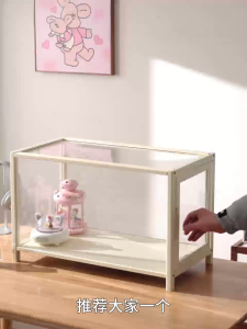 2size Display Cabinet Acrylic Bamboo Toys Storage Rack Transparency for living room display