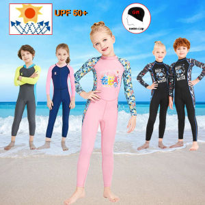 HIKAYA Kids Swimwear Children Long Sleeved Rash Guard Swimming Suit Kids Girls Swimsuit Boys UPF 50+ Quick Dry Wetsuits for Height 95cm-145cm