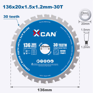 XCAN 1pc 136mm Metal Cutting Disc Circular Saw Blade 30T Bore 20mm For Iron Steel Metal Cutting Blade Carbide Saw Blade