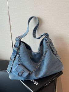 Large Capacity Denim Bucket Bag Womens Tote Bag Commuter Shoulder Crossbody Bag Casual Style Spring Summer New Arrival