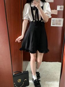 Japanese Style JK Uniform Two-Piece Set Short Sleeve Shirt Tie Dress and Fish Tail Skirt for Women High Waist Spring Fall Winter