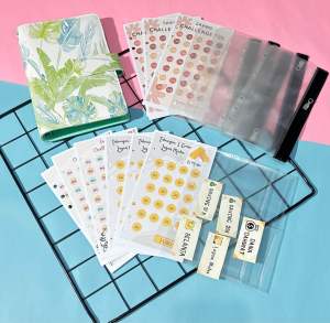 1 Paket Binder Menabung Saving Challenge Loose Leaf A6 Buku Catatan Keuangan Zipper Pocket Note Kertas Tabungan Agenda Motif Lucu Ukuran A6