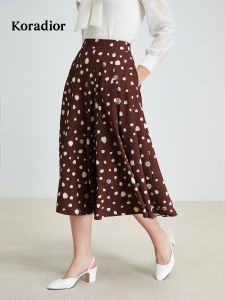 Koradior | Vintage Print A-line Skirt for Work