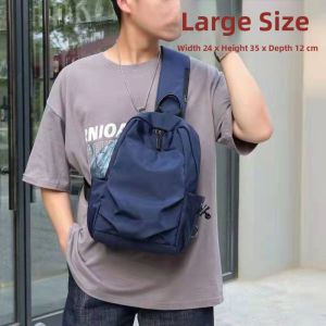 Mens Large Capacity Oxford Cloth Crossbody Bag Casual Chest Bag Water Bottle Bag Waterproof Single Shoulder Bag Trendy Small Backpack