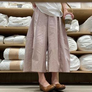 LANMENGYA | Summer Mustard Yellow High Waisted Loose Legged Capri Pants