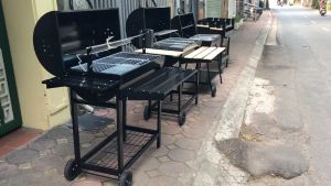 Bếp nướng dã ngoại bếp nướng đứng ngoài trời bếp nướng 2 ngăn sân vườn lò nướng biệt thự cao cấp