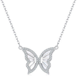 คอจี้ผีเสื้อสีเงิน 925 สำหรับผู้หญิงของขวัญวัน คริสต์มาสปู ตั้งค่า CZ