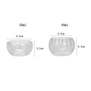 LoviRa 50ml Tea Cup Transparent Double Layer Small Tea Cup Thickened Glass Small Tea Cup