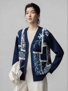 Elegant Chinese Style Wool Blend Cardigan