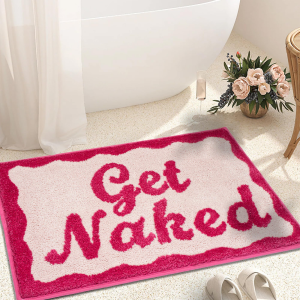 VIKAMA Get Naked Bath Mat Rugs Non-Slip Funny Bath Mat Machine Washable lrregular Shaped Shower Rug Water Absorbent Bathroom Mat