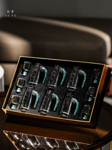 Classy Handmade Turquoise White Wine Glass Liquor Divider Gift Set Crystal Glass Small Size Wine Glass Household