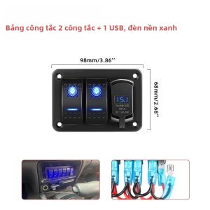 Bảng Điều Khiển Công Tắc Rocker Chống Nước HL 5 Gang 12V/24V Với Đồng Hồ Đo Điện Áp LED USB Kép Dùng Cho Xe Địa Hình Thiết Bị Hàng Hải