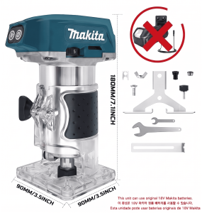 Makita | Makita DRT52Z 18V  Brushless Wood Router 30000RPM 6mm 1/4 Inch Collet Cordless Edge Trimmer For Carpentry Cabinet DIY Bare Tool