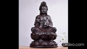 Wooden Carving Ornament (Ebony) Lotus Guanyin (Selected)