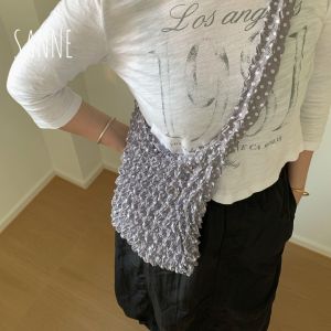 Korean Style Polka Dot Canvas Tote Bag Shoulder Crossbody Bag Large Capacity Commuter Student Class Bucket Shape Polyester