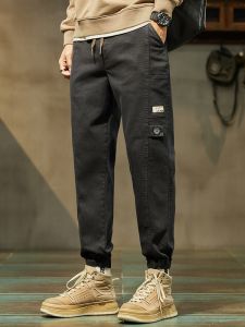 ROMON | Romon Mens Workwear Pants Thickened Fleece Loose Casual Winter Fashion Brand American Style Handsome Cuffed Long Trousers