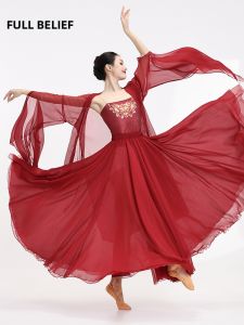 FULLBELIEF | Long-Sleeved Red Silk Hanfu Blouse for Women