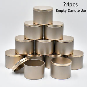 24-Pack 8oz Rose Golden Metal Candle Jars in Tin Canisters for Crafting Candle Making Candy Gifts Jewelry Art Supplies