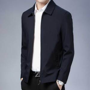 Áo Khoác Nam Trung Niên Dáng Rộng Thời Trang Công Sở Mùa Thu Thường Ngày Cổ Bẻ Dài Tay Màu Trơn Áo Khoác Ngoài Cho Bố