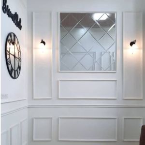 Custom Cermin Kaca Moulding Ukuran 84 x 84 cm Asli Kaca Non Bevel Dekorasi Rumah Garansi Pecah