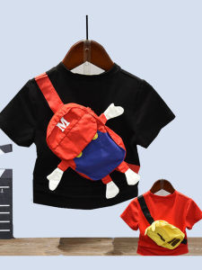 Boys Personality Half Sleeve T-Shirt 3D Baggy Summer Childrens Cute Top Sweat Absorbent Cartoon round Neck Short Sleeve Tee
