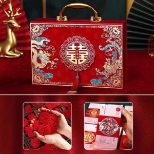 High-End Wedding Engagement Gift Box Cash Box Red Envelope Box for Proposal And Marriage Ceremony Velvet Cover Magnetic Closure