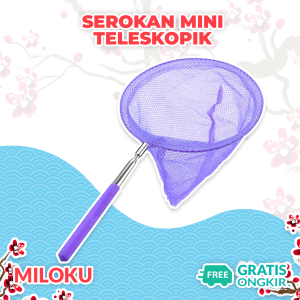 Miloku Jaring Serokan Seseran 85 cm Aluminium Lamit Tanggok Pancing Ikan Mini Lipat Bulat Aquarium Warna Gagang Telescopic Rounded Fishing Net Scoop