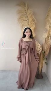 Long Dress Smocked CICILIA Casual Bahan Premium Crinkle AirFlow