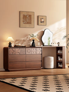 HESHIBOYA | Solid Wood Antique Style Dressing Table Integrated Drawer and Storage