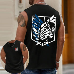 Bandai | Attack on Titan Men Vest Tank Top Survey Corps Emblem Summer Japanese Anime Spring and Autumn Sports Fitness New Sleeveless Top